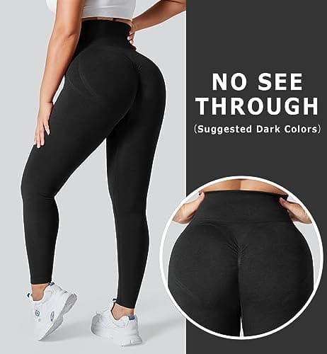 Vozobi Tiktok Trending Leggings Women's High Waist Smile Contour Booty Leggings Scrunch Butt Lift Workout Seamless Yoga Pants — view 4