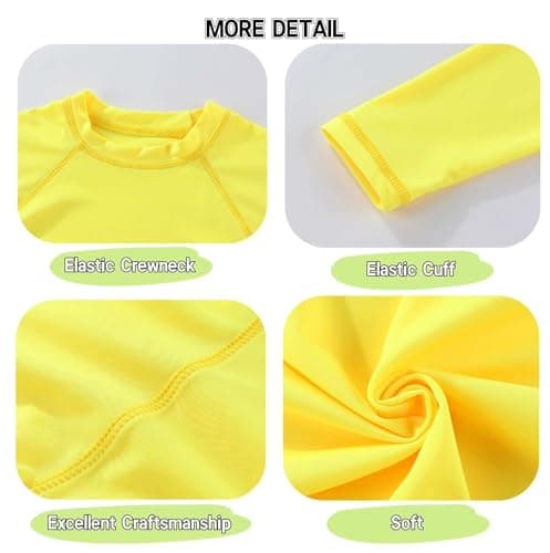Winzik Boys Rash Guard Long Sleeve Swim Shirt Kids Boys’ Girls’ UPF 50+ Sun Protection Quick Drying Yellow Shirts 3-14Y(3-4T, Long Sleeve Yellow) — view 2