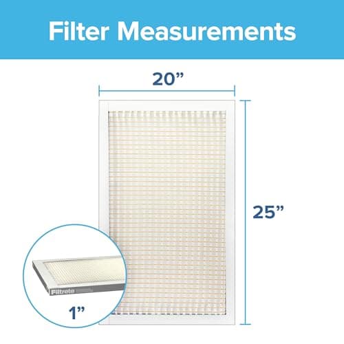 Filtrete 20x25x1 Air Filter MERV 5, 6-Pack AC Furnace HVAC Filters for Home, MPR 300 Basic Dust Defense, Pleated Electrostatic Removes Lint & Dust (Actual Size 19.69x24.69x0.81 in)