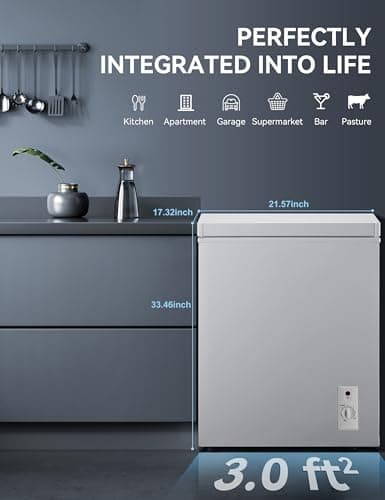 7.0 Cu Ft Chest Freezer - Energy Efficient & Quiet Mini Freezer with Adjustable Thermostat - Compact Deep Freezer for Home, Apartment, and Garage - Removable Basket & Defrost Drain — view 3