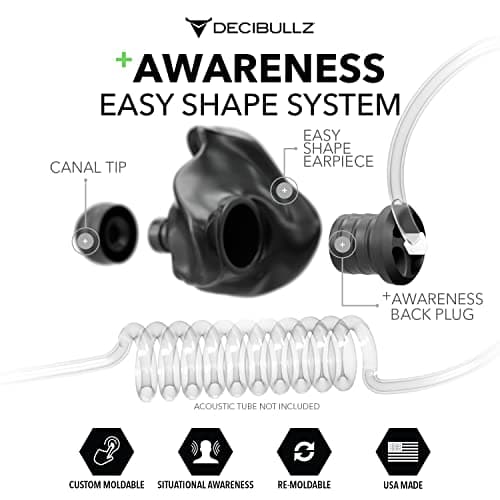 Decibullz Custom Moulded Security Two-Way Radio Surveillance Earpiece Set, Thermo-Fit Designed for Clear Acoustic Tube Radios | Model: +Awareness — view 2