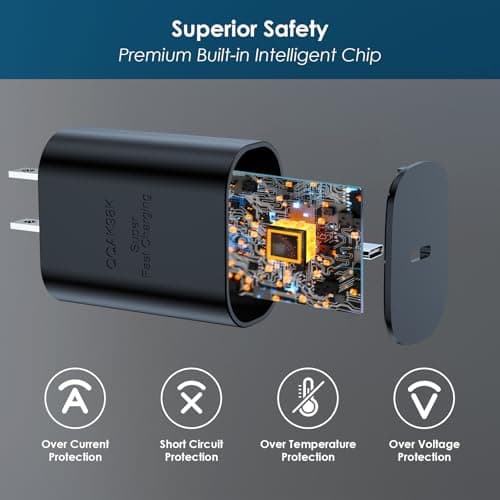 25W Super Fast Charger,Type C Wall Charger with 6.7ft Long Cord Compatible with Samsung Galaxy S23 Ultra/S23/S23+/S22/S22 Ultra/S22+/S21 Ultra/S20 Ultra/Note 20/Fold 3/Flip 3/Note 10/S10/S9/S8 — view 4