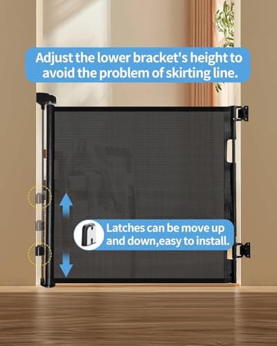 Retractable Baby Gate,Mesh Baby Gate or Mesh Dog Gate,33.6" Tall,Extends up to 55" Wide,Child Safety Gate for Doorways, Stairs, Hallways, Indoor/Outdoor (Black 33.6"x55") — view 2