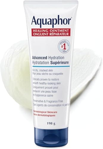 Aquaphor Healing Ointment, Multipurpose Ointment for Dry, Cracked Skin, Chafing, Cuticle Care, Fragrance Free, Non Greasy and Non Comedogenic Body Moisturizer, Dermatological Skin Care, 198g Tube