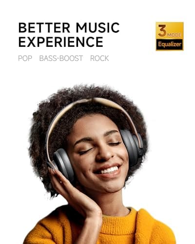 Picun B8 Bluetooth Headphones, 120H Playtime Headphones Wireless Bluetooth with 3 EQ Modes, Low Latency, Hands-Free Calls, Over Ear Headphones for Travel Home Office Cellphone PC (Ashen Golden) — view 4