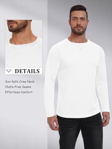 TUREFACE Men's UPF 50+ UV Protection Long Sleeve T-Shirt Quick Dry No Chafe Rash Guard for Hiking Fishing Running White X-Large — view 2