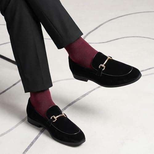 HEEZ Men's Slip On Dress Loafers,Tuxedo Shoes for Men with Velvet Upper, Comfortable Formal Dress Shoes for Wedding Prom Party Dance — view 2