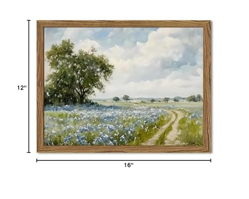 Framed Vintage Canvas Wall Art, Country Landscape Wildflower Field Wall Decor Paintings, Rustic Nature Pictures Prints Home Decor for Living Room Bedroom Bathroom Farmhouse 12x16 inch — view 9