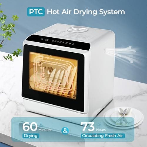 EUHOMY 6 Programs Countertop Dishwasher, Portable Dishwasher with 5L Built-in Water Tank & Inlet Hose, Mini Dishwasher for Apartments and RVs, High-Temp & Air-Dry Function, No Hookup Needed, Black — view 6