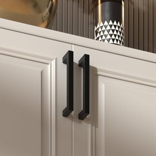 goldenwarm Black Cabinet Handle 5in 10Pack Stainless Steel Square Bar Drawer Handles for Kitchen Cupboard| Poignée Armoire Cuisine Noire 5po Acier Inoxydable Moderne Pour Cuisine Salle de Bain — view 8