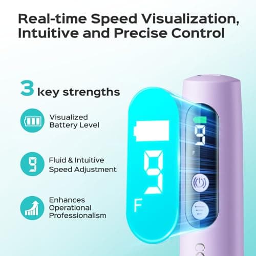 COSLUS C52 Electric Cordless Nail Drill: Professional Nail File kit with LED Screen for Acrylic Gel Powder. Portable for Home DIY & Salon Use. Manicure Pedicure for Beginners, Women, Travel, Purple — view 2