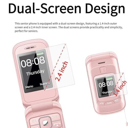 EBTOOLS Flip Phone Unlocked, 2G GSM Dual SIM Cell Phone with 2.4 Inch Main Screen, 1.4 Inch External Display, Loud Speaker, Large Keys, SOS, Camera, FM Radio, for Seniors and Kids (US) — view 4