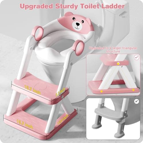 Rabb 1st Potty Training Seat, Upgrade Toddler Toilet Seat for Kids Boys Girls, 2 in 1 Potty Training Toilet, Splash Guard Anti-Slip Pad Step Stool — view 2