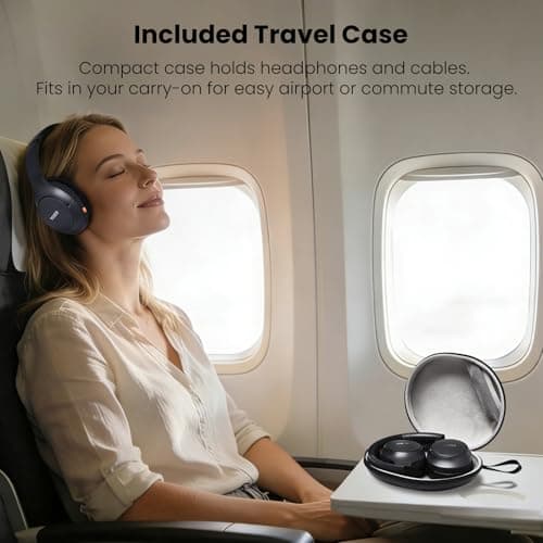 TOZO HT3 Hybrid Noise Cancelling Headphones, 90H Battery Life Wireless Over Ear Bluetooth 6.0 Foldable Headset, AI Voice Assistant with 5 Mics, Connect 2 Devices & Hi-Res Sound, 32 Audio EQ, with Case — view 8
