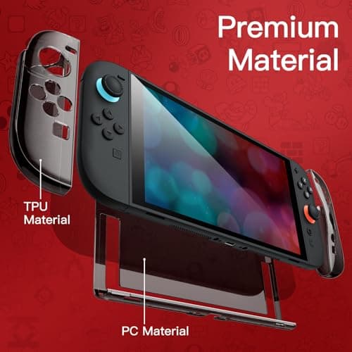 JETech Black Clear Dockable Case for Nintendo Switch 2 (2025) 7.9 Inch, Soft TPU Grip Cover for Joy-Con Detachable, Slim Carrying Protective PC Back Shell, Anti-Scratch — view 2