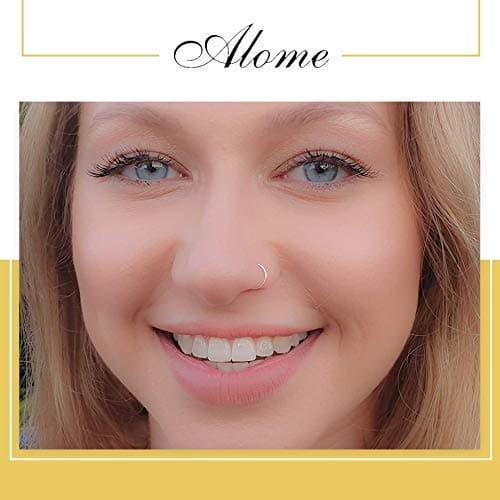 Fake Nose Rings For Women - Set of 2 Tiny Thin 20 Gauge 7mm Faux Nose Piercing Hoops - Handmade 925 Sterling Silver 14k Gold Filled Clip On Nose Jewelry - No Piercing Needed - Gift Ready — view 3
