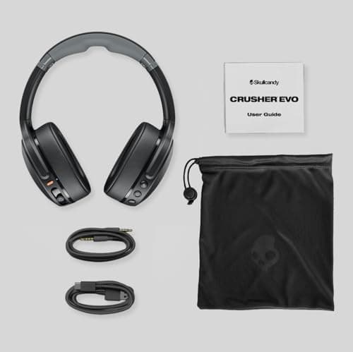 Skullcandy Crusher Evo Wireless Bluetooth Headphones with Multi-Sensory Bass, Noise Isolating Over-Ear Fit, Up to 40 Hours Battery, Microphone for iPhone Android - Asphalt — view 4