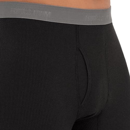 Fruit of the Loom Men's Recycled Premium Waffle Thermal Underwear Long Johns Bottom (1, 2, 3, and 4 Packs), Black, Large — view 3