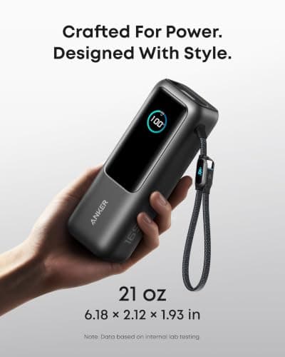 Anker Laptop Power Bank,25,000mAh Portable Charger with 165W Total Output,3 USB-C Ports (100W Max Each),Built-in Retractable Cables,Flight-Ready,for iPhone 17/16 Series,MacBook,Samsung,and More — view 6