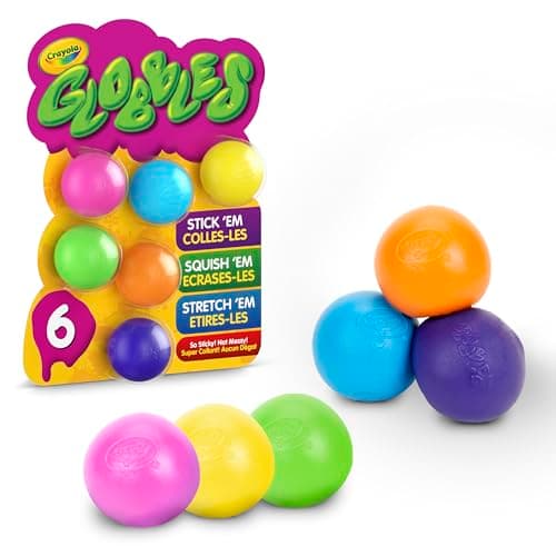 Crayola Globbles Fidget Toy (6ct), Sticky Stress Ball for Adults & Kids, Squishy Balls, Calming Sensory Gifts for Stress Relief