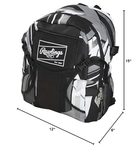 Rawlings | REMIX Backpack Equipment Bag | T-Ball & Youth Baseball / Softball | Black — view 12