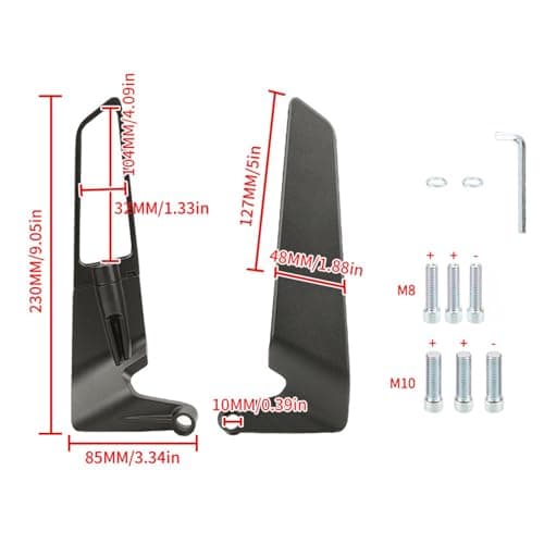 Motorcycle Mirrors, Universal 360° Adjustable Rotating Motorcycle Rear View Mirror with 8mm 10mm Bolt, Aluminum Alloy Handlebar Wing Mirrors Replacement for Motorcycle Scooter ATV Bike — view 5