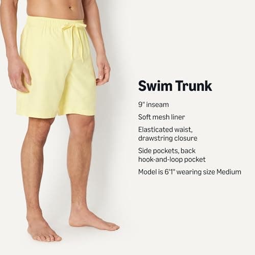 Amazon Essentials Men's Men's 9" Quick-Dry Lightweight Breathable Swim Trunk with Mesh Liner, Light Yellow, Large — view 3