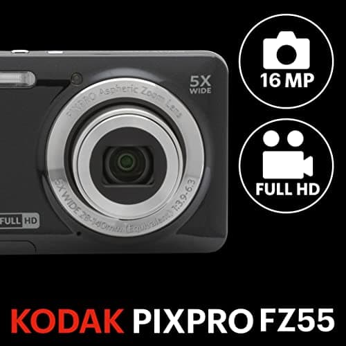 Kodak PIXPRO FZ55-BK 16MP CMOS Sensor Digital Camera 5X Optical Zoom 28mm Wide Angle 1080P Full HD Video 2.7" LCD Vlogging Camera (Black) — view 2
