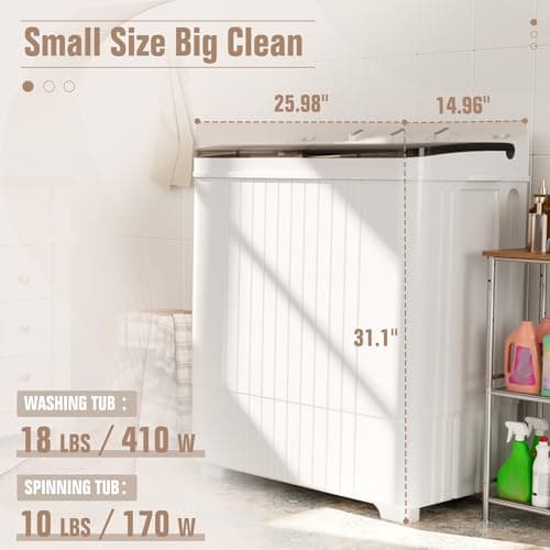 Omelaza Portable Washing Machine, Twin Tub 28 Lbs Capacity Laundry, Mini Compact Washer and Spin Dryer Combo with Spin Cycle for Home, RVs, Apartment, Grey — view 2