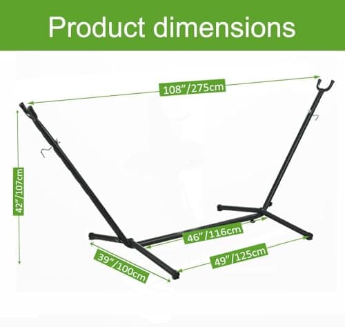 GOUTIME Hammock with Stand,Double Hammocks with Space Saving Steel Stand 2-Person Hammock with Portable Carrying Bag, Camping Hammock for Outdoor Gift for Parents Family 550LB (250kg) (Red) — view 3