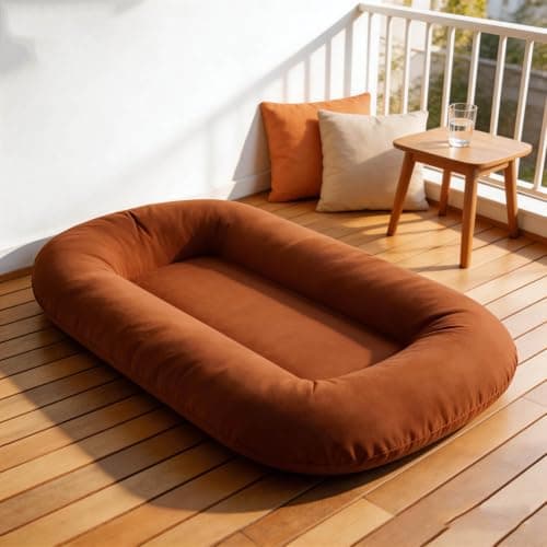 Floor Seats & Loungers, Lounger Pillow for 0-24 Months, Soft Cotton Breathable (Coffee) — view 2