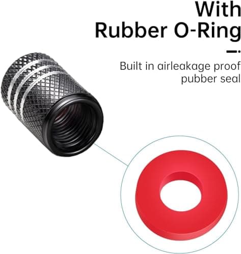 Tire Valve Stem Caps for Audi S3 A3 RS3 A4 A5 A6 A7 RS7 A8 Q3 Q5 Q7 R8 Metal Car Wheel Air caps Auto Valve Stem Caps Accessories 4 Pcs Black — view 4