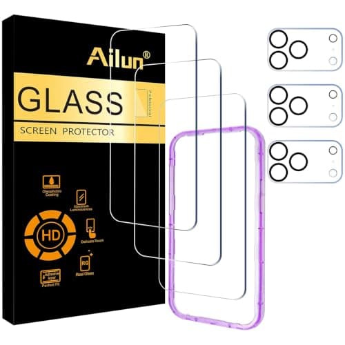 Ailun 3 Pack Screen Protector for iPhone 17 Pro Max [6.9 inch] + 3 Pack Camera Lens Protector with Installation Frame,Dynamic Island Compatible,Case Friendly[Not for iPhone 17/17 Pro/iPhone Air]