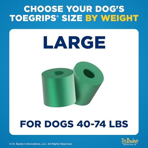 Dr Buzby's Large ToeGrips for Dogs - Instant Traction on Wood/Hardwood Floors - Anti Slip Relief - Grippers for Senior Dogs - Stop Sliding Instantly - Rubber Nails for Paws - 1 Pack (20 Grips)