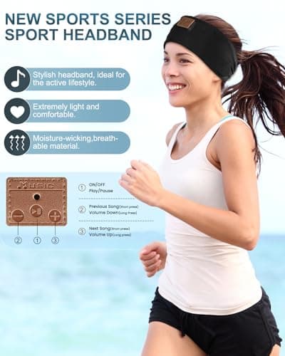 Mixiba 2-Pack Sleeping Headphones, Headband Headphones with Ultra-Thin HD Stereo Speaker, Bluetooth Headband for Sports, Workouts, Insomnia, Yoga, Air Travel, Meditation - Black&Grey — view 3