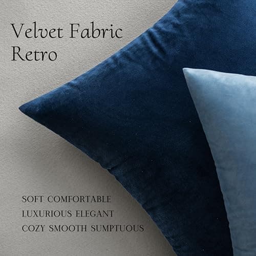 MIULEE Pack of 2 Velvet Soft Solid Decorative Throw Pillow Covers Square Cushion Cases for Sofa Couch Bedroom Living Room Car Home Decor 20 x 20 Inch 50 x 50 cm Dark Blue — view 4