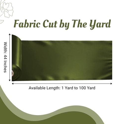 MDS Satin Fabric 5 Yards, 44" Wide, Silky Smooth Charmeuse Sateen Cloth for Wedding Arch Drapery Panel Backdrop Party Event Banquet Home Decoration Curtain Crafts DIY Sewing Costume - Olive Green — view 2
