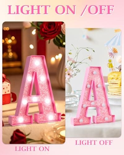 LED Marquee Light Up Letters(R)– Light Up Number Sign for Birthday Party,Girls Room Table Decor, Marquee Numbers with Warm Pink Glow, Battery Operated Pink Digits, 8.6 IN — view 3