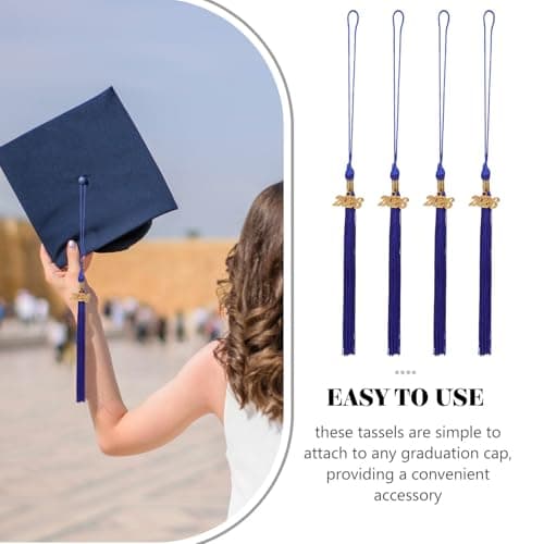 MAGICLULU 10pcs 2026 Graduation Tassels with Gold Year Pendant - Blue Academic Hat Fringe for Senior Ceremony, Polyester Cap Accessories for High School College University — view 5