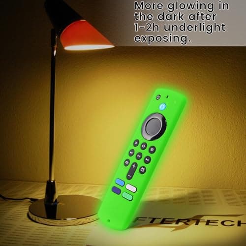 2 Pcs Glowing Remote Cover for Amazon Fire TV Stick 4K Select, 4K Plus, HD, 3rd Gen. Remote Controller, Silicone Protective Case with Lanyard, Glowing Green + Red