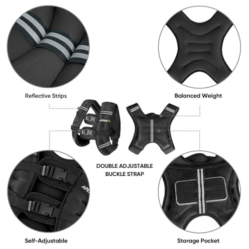 APEXUP 15lbs Weighted Vest Men Women, Weight Vest for Women Workout Equipment for Strength Training Running (Black) — view 3