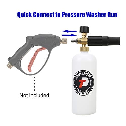 Tool Daily Foam Cannon with 1/4’’ Quick Connector, 1 Liter, 5 Pressure Washer Nozzle Tips