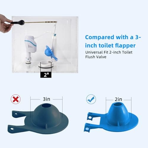 Universal 2-Inch Toilet Flapper, Adjustable Metal Chain, Chlorine-Resistant