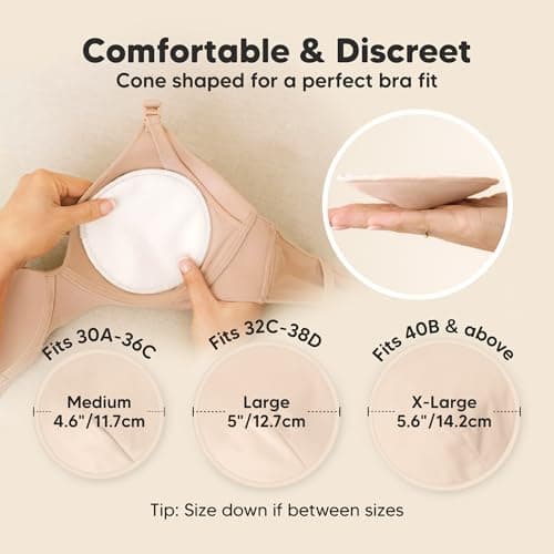 Organic Nursing Pads, 14 Washable Breast Pads,Wash Bag (Bare Beige, L 5") — view 2