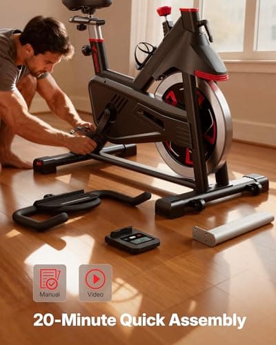 Merach Magnetic Exercise Bike, Heavy Duty Stationary Bike with Automated Resistance, 300 350 Lbs Weight Capacity, Low Noise Indoor Workout Bike for Home Gym with Self-Developed App — view 5
