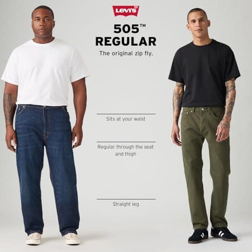 Levi's Men's 505 Regular Fit Jeans, Stonewash - Stretch, 36W x 32L — view 3