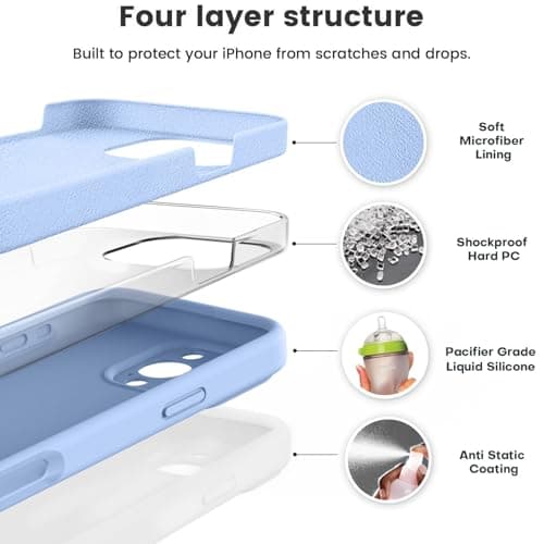Vooii Compatible with iPhone 16 Pro Max Case, Liquid Silicone Upgrade [Camera Protection] [Soft Anti-Scratch Microfiber Lining] Shockproof Phone Case for iPhone 16 Pro Max 6.9 inch - Light Blue