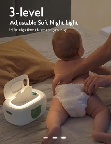 Momcozy Baby Wipe Warmer, Innovative Spring Design, Large Capacity Wipes Dispenser, Fast and Even Heating, 4 Modes of Temperature Heating Control, Diaper Wipe Warmer with Night Light — view 3