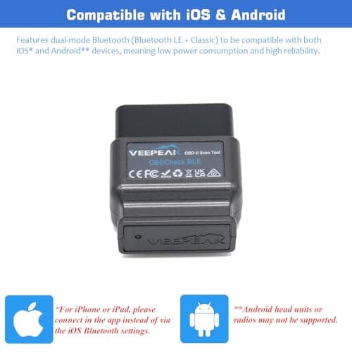 VEEPEAK OBDCheck BLE Bluetooth OBD2 Scanner Car OBD II Diagnostic Scan Tool Check Engine Code Reader for iOS and Android — view 3