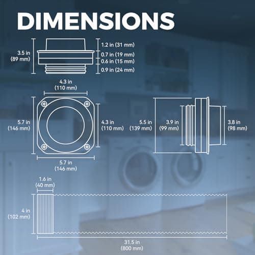 JEEVONY Magnetic Dryer Vent Coupling DV180 Airtight Seal Dryer Vent Connector Kit Easy to Clean Quick Connector Including a 2.6ft 4" Duct and two Clamps — view 5